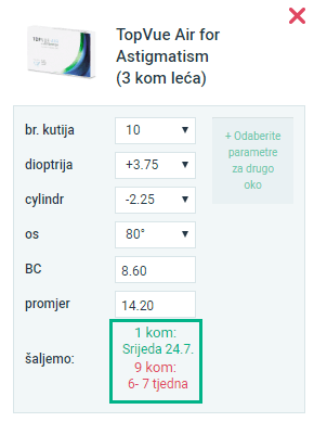 Alensa non-stock products delivery times basket